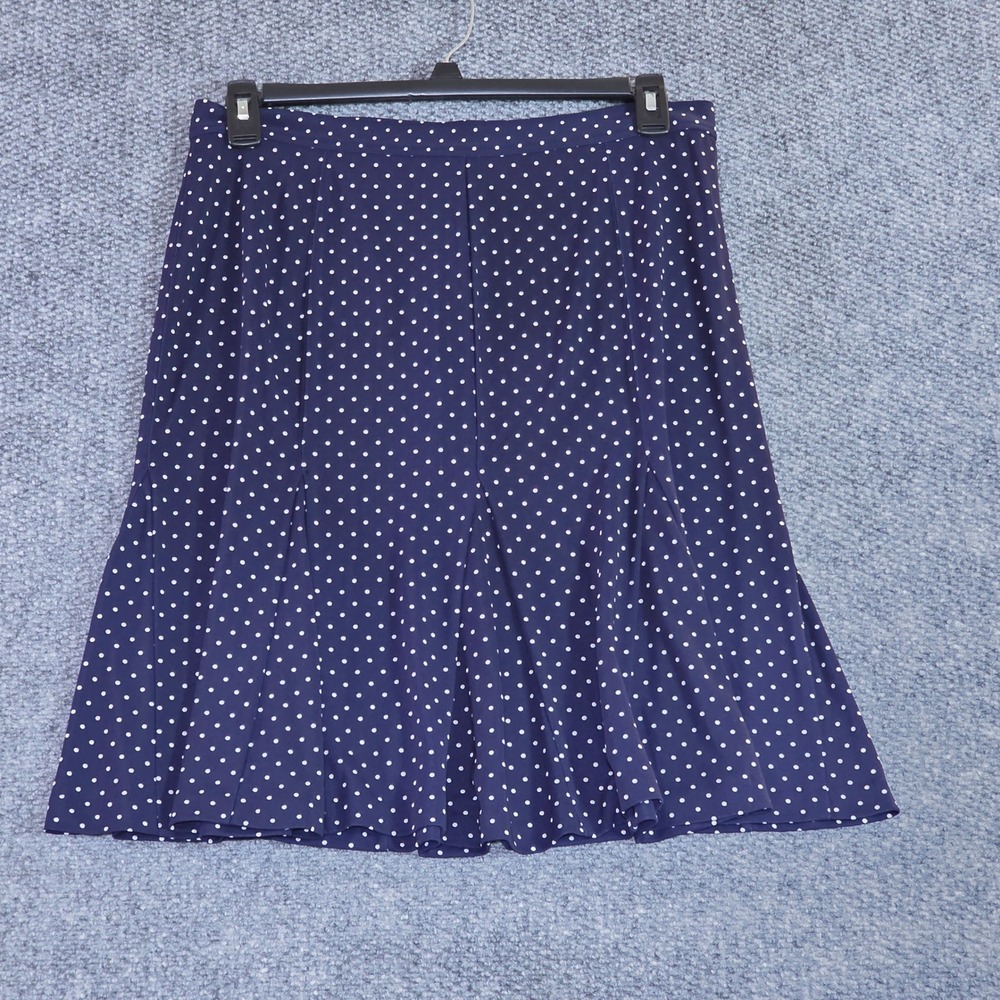 Talbots Women 10 Skirt Navy Blue Polka Dot A-Line Flared Stretch Jersey